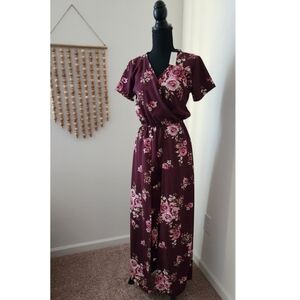Francesca's Maxi Romper Dress Floral NWT S Boho Cottage Core